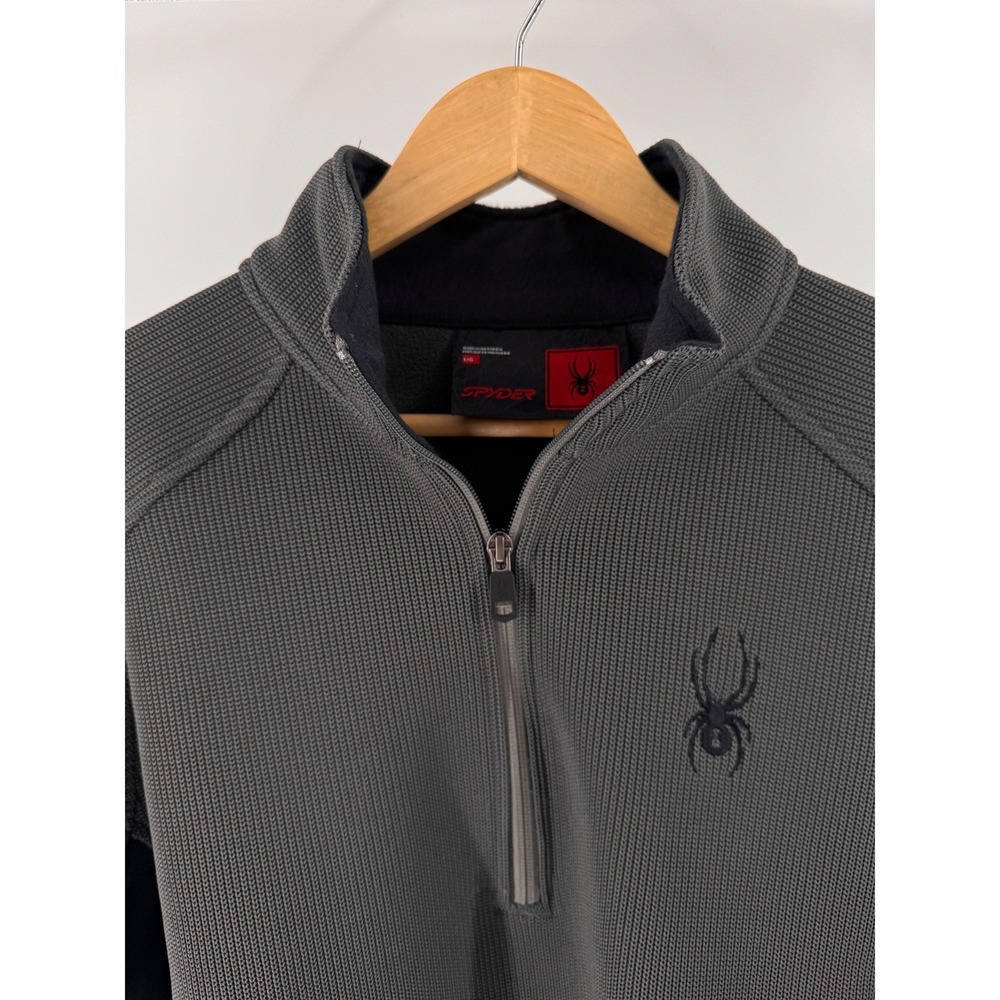 Spyder Quarter Zip Pullover Mens Large Grey Performance Fleece Sweater - Picture 2 of 8